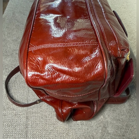 Coach Poppy Camelia Pushlock Bordeaux Patent Leather Tote No. J1169-18717 - Picture 8 of 13